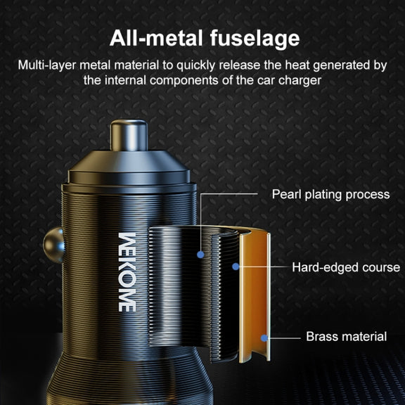 WK WP-C43 Staroad Series 15W Dual USB Car Charger(Coffee)