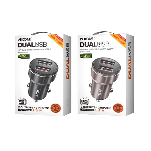 WK WP-C43 Staroad Series 15W Dual USB Car Charger(Coffee)