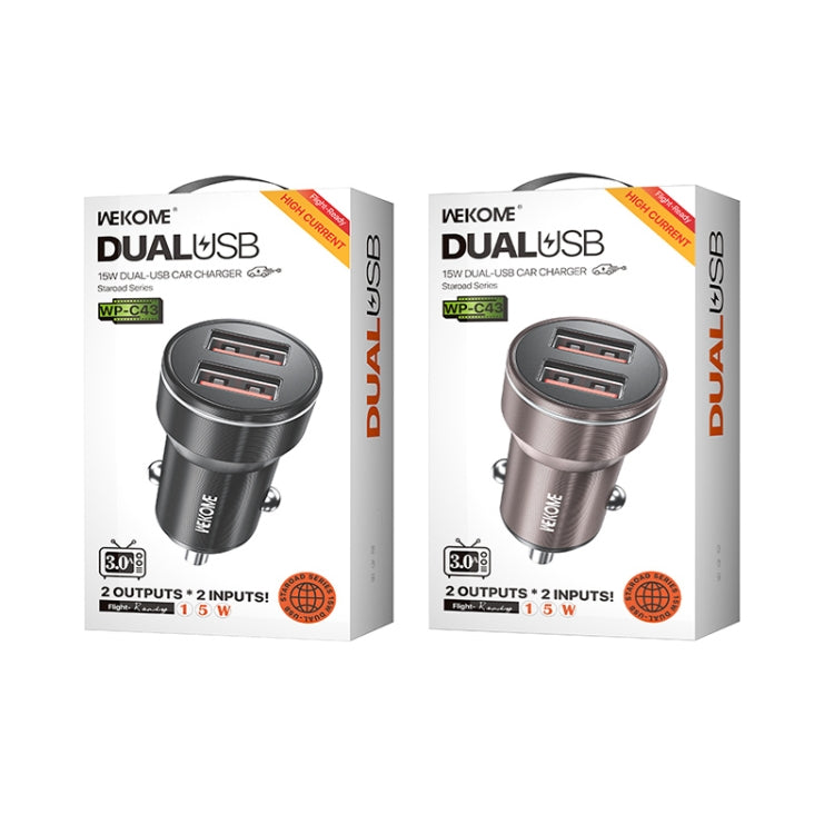 WK WP-C43 Staroad Series 15W Dual USB Car Charger(Coffee)