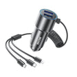 WK WP-C44 Pop Digital Series Ciahung 3-in-1 Cabled 33W Dual-USB Fast Car Charger (Black) - Car Charger by WK | Online Shopping South Africa | PMC TechLife | Buy Now Pay Later Mobicred