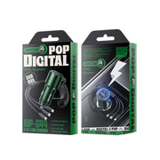 WK WP-C44 Pop Digital Series Ciahung 3-in-1 Cabled 33W Dual-USB Fast Car Charger (Green)