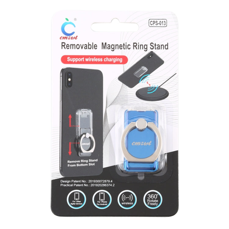 CPS-013 360 Degrees Rotate Freely Removable Magnetic Ring Stand Phone Holder, Support Wireless Charging(Blue) - Ring Holder by PMC TechLife | Online Shopping South Africa | PMC TechLife