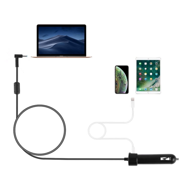 65-90W 5.1V 2.1A USB Interface Car Charger with 19.5V 4.62A 4.5 x 3.0mm Interface Data Cable(Black) - Car Charger by PMC TechLife | Online Shopping South Africa | PMC TechLife