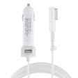 60W 5.1V 2.1A USB Interface Car Charger with 16.5V 3.65A L MagSafe Interface Data Cable(White) - Car Charger by PMC TechLife | Online Shopping South Africa | PMC TechLife