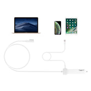 45W 5.1V 2.1A USB Interface Car Charger with 14.5V 3.1A L MagSafe Interface Data Cable(White)