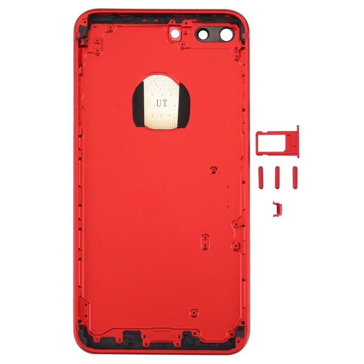 6 in 1 for iPhone 7 Plus (Back Cover (With Camera Lens)  + Card Tray + Volume Control Key + Power Button + Mute Switch Vibrator Key + Sign) Full Assembly Housing Cover(Red)