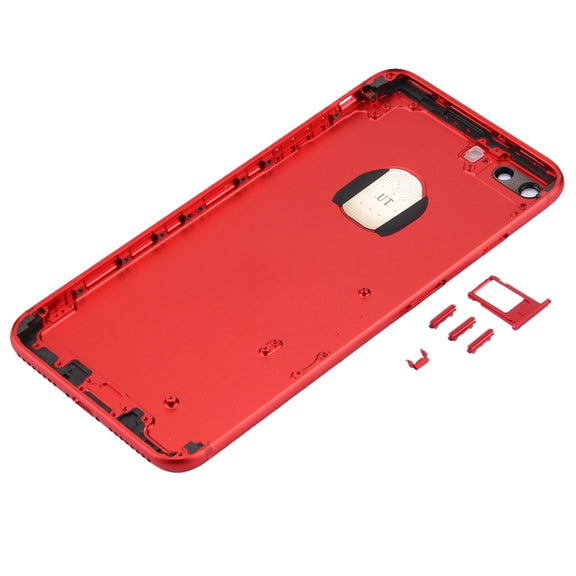 6 in 1 for iPhone 7 Plus (Back Cover (With Camera Lens)  + Card Tray + Volume Control Key + Power Button + Mute Switch Vibrator Key + Sign) Full Assembly Housing Cover(Red)