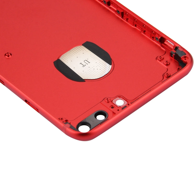 6 in 1 for iPhone 7 Plus (Back Cover (With Camera Lens)  + Card Tray + Volume Control Key + Power Button + Mute Switch Vibrator Key + Sign) Full Assembly Housing Cover(Red)