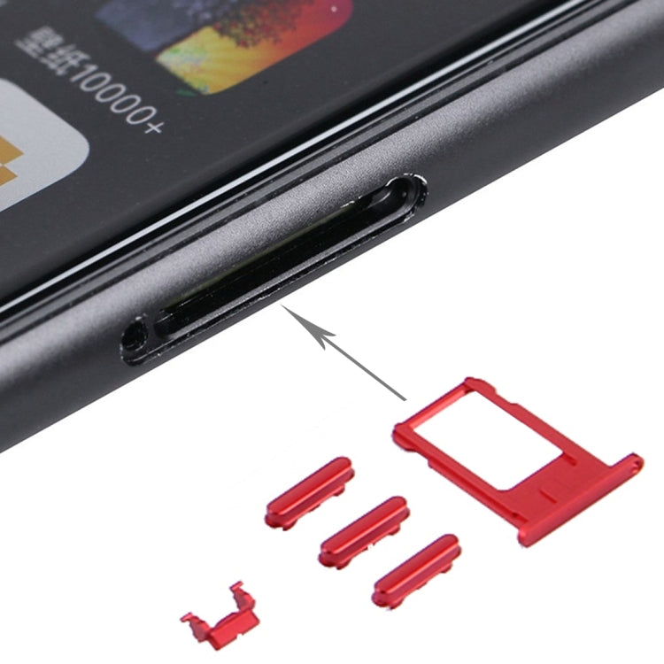 6 in 1 for iPhone 7 Plus (Back Cover (With Camera Lens)  + Card Tray + Volume Control Key + Power Button + Mute Switch Vibrator Key + Sign) Full Assembly Housing Cover(Red)