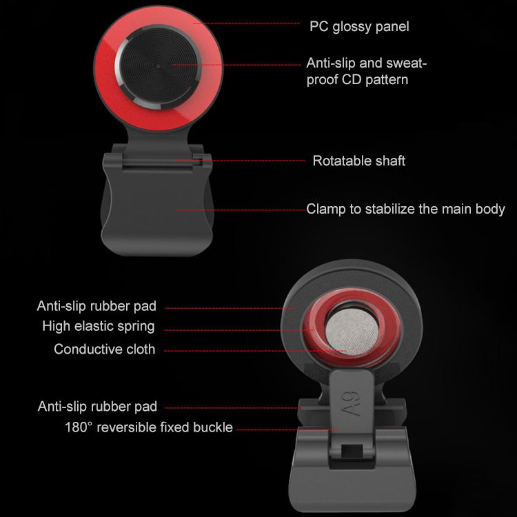 A9 Direct Mobile Clip Games Joystick Artifact Hand Travel Button Sucker with Ring Holder for iPhone, Android Phone, Tablet(Gold)