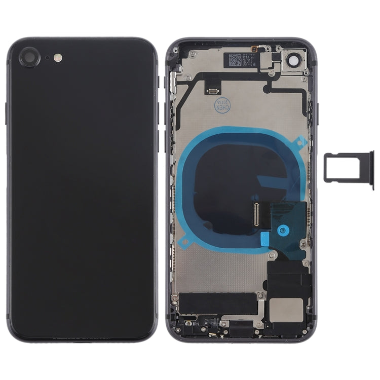 Battery Back Cover Assembly with Side Keys & Vibrator & Speaker Ringer Buzzer & Power Button + Volume Button Flex Cable & Card Tray for iPhone 8(Black) - Back Cover by PMC TechLife | Online Shopping South Africa | PMC TechLife