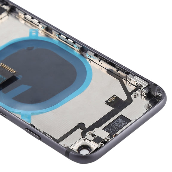 Battery Back Cover Assembly with Side Keys & Vibrator & Speaker Ringer Buzzer & Power Button + Volume Button Flex Cable & Card Tray for iPhone 8(Black)
