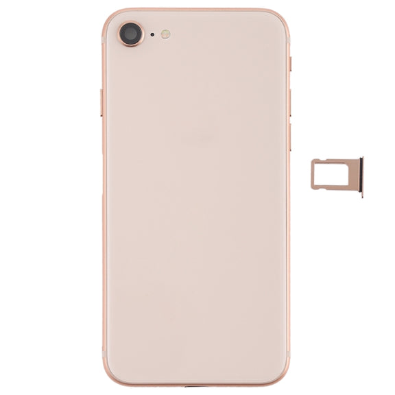 Battery Back Cover Assembly with Side Keys & Vibrator & Speaker Ringer Buzzer & Power Button + Volume Button Flex Cable & Card Tray for iPhone 8(Rose Gold)