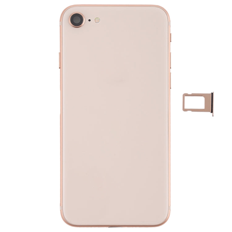 Battery Back Cover Assembly with Side Keys & Vibrator & Speaker Ringer Buzzer & Power Button + Volume Button Flex Cable & Card Tray for iPhone 8(Rose Gold)