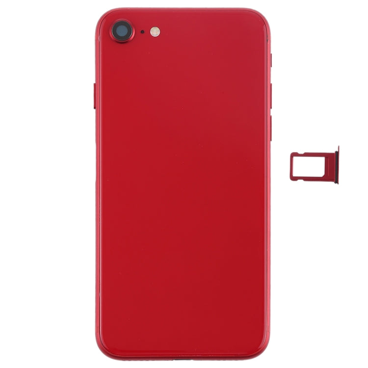 Battery Back Cover Assembly with Side Keys & Vibrator & Speaker Ringer Buzzer & Power Button + Volume Button Flex Cable & Card Tray for iPhone 8(Red)