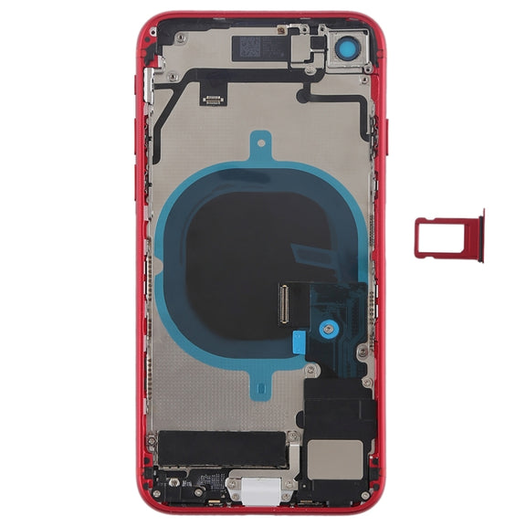 Battery Back Cover Assembly with Side Keys & Vibrator & Speaker Ringer Buzzer & Power Button + Volume Button Flex Cable & Card Tray for iPhone 8(Red)