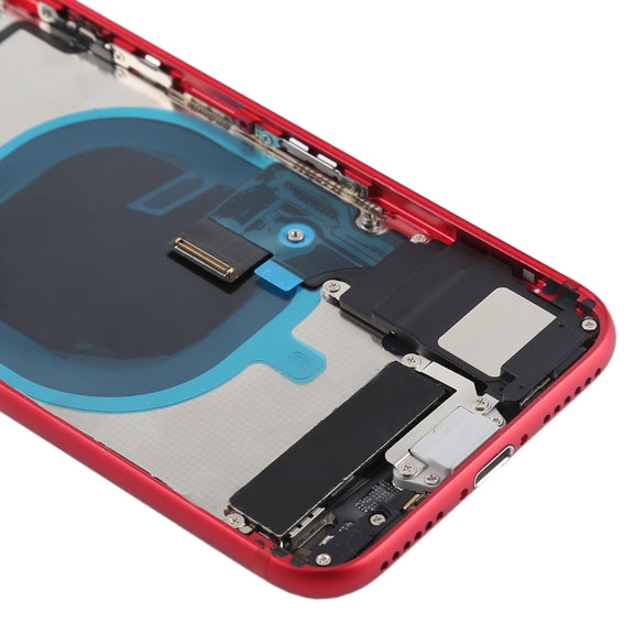 Battery Back Cover Assembly with Side Keys & Vibrator & Speaker Ringer Buzzer & Power Button + Volume Button Flex Cable & Card Tray for iPhone 8(Red)