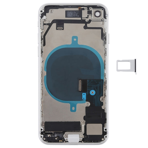 Battery Back Cover Assembly with Side Keys & Vibrator & Speaker Ringer Buzzer & Power Button + Volume Button Flex Cable & Card Tray for iPhone 8(Silver)