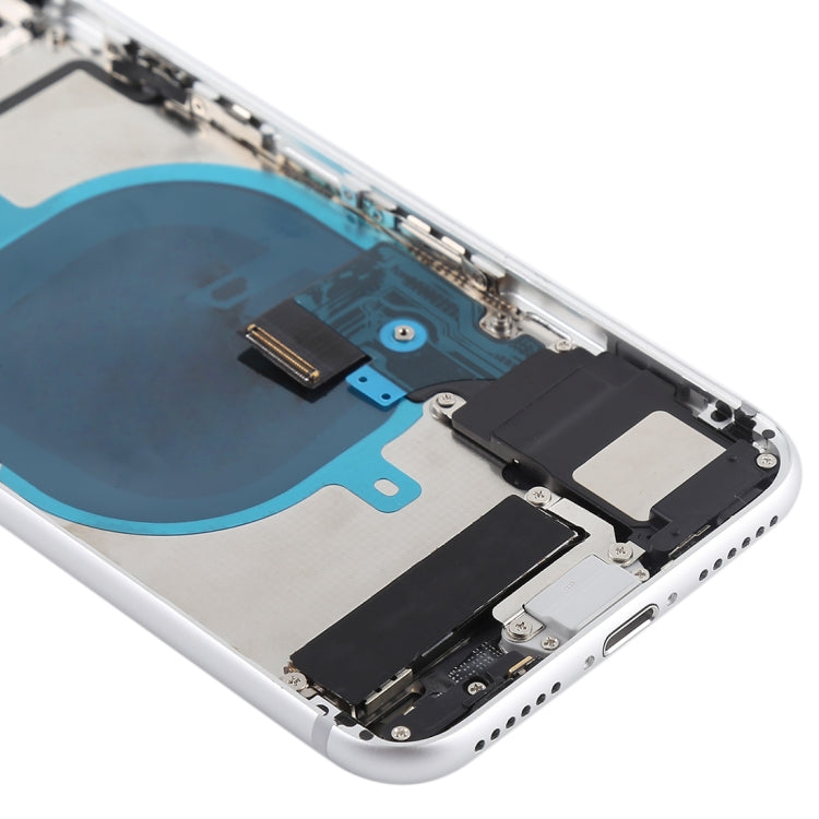 Battery Back Cover Assembly with Side Keys & Vibrator & Speaker Ringer Buzzer & Power Button + Volume Button Flex Cable & Card Tray for iPhone 8(Silver)