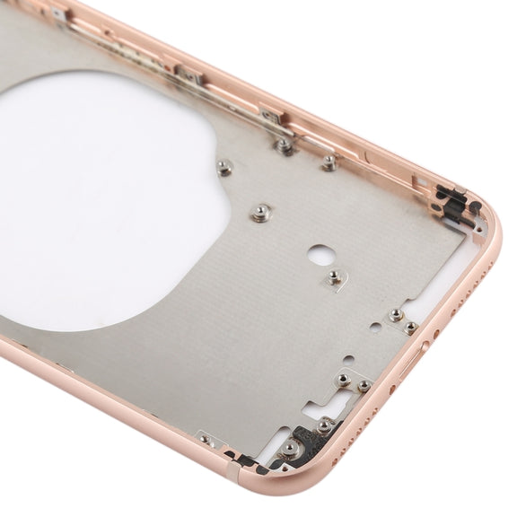 Transparent Back Cover with Camera Lens & SIM Card Tray & Side Keys for iPhone 8 (Gold)