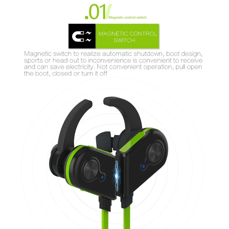 S20 Magnetic Switch Sweatproof Motion Wireless Bluetooth In-Ear Headset with Indicator Light  & Mic, Distance: 10m, For iPad, Laptop, iPhone, Samsung, HTC, Huawei, Xiaomi, and Other Smart Phones(Green) - free shipping - PMC TechLife - Order now!