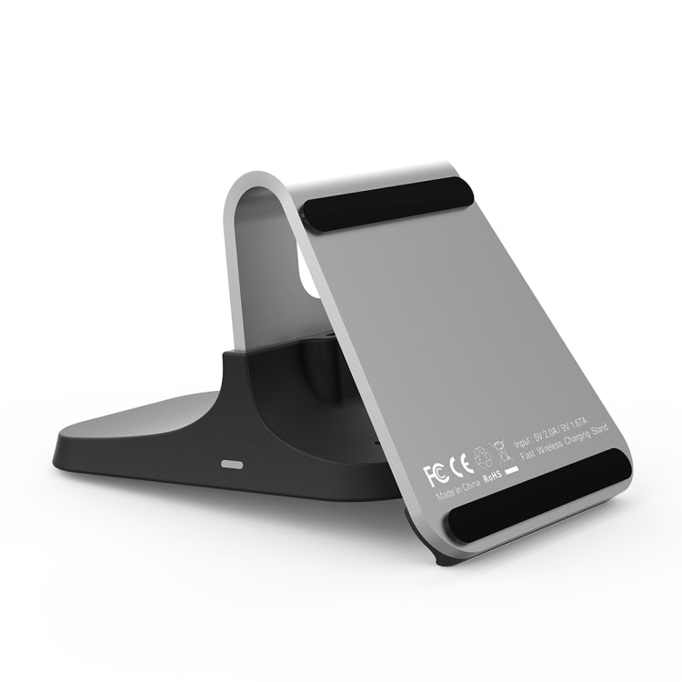 HAMTOD M5 15W Intelligent Dual Coil Design Qi Standard Holder Wireless Charger with Indicator Light, Support Fast Charging(Silver) - Wireless Charger by HAMTOD | Online Shopping South Africa | PMC Jewellery | Buy Now Pay Later Mobicred