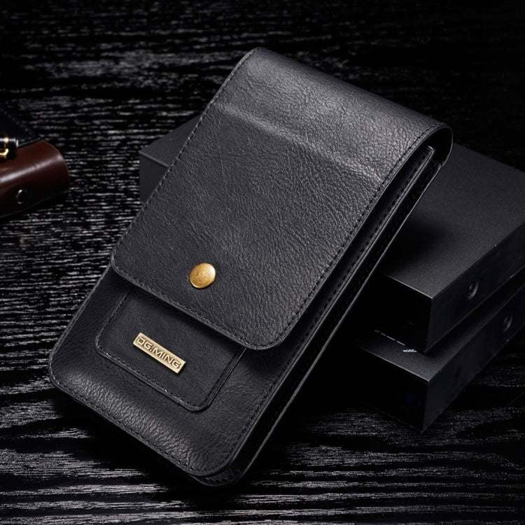 DG.MING Universal Cowskin Leather Protective Case Waist Bag with Card Slots & Hook, For iPhone, Samsung, Sony, Huawei, Meizu, Lenovo, ASUS, Oneplus, Xiaomi, Cubot, Ulefone, Letv, DOOGEE, Vkworld, and other Smartphones Below 5.2 inch(Black)