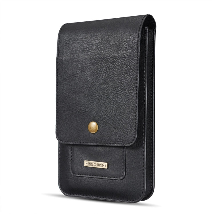 DG.MING Universal Cowskin Leather Protective Case Waist Bag with Card Slots & Hook, For iPhone, Samsung, Sony, Huawei, Meizu, Lenovo, ASUS, Oneplus, Xiaomi, Cubot, Ulefone, Letv, DOOGEE, Vkworld, and other Smartphones Below 5.2 inch(Black)