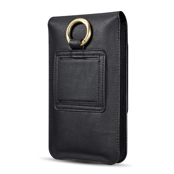 DG.MING Universal Cowskin Leather Protective Case Waist Bag with Card Slots & Hook, For iPhone, Samsung, Sony, Huawei, Meizu, Lenovo, ASUS, Oneplus, Xiaomi, Cubot, Ulefone, Letv, DOOGEE, Vkworld, and other Smartphones Below 5.2 inch(Black)