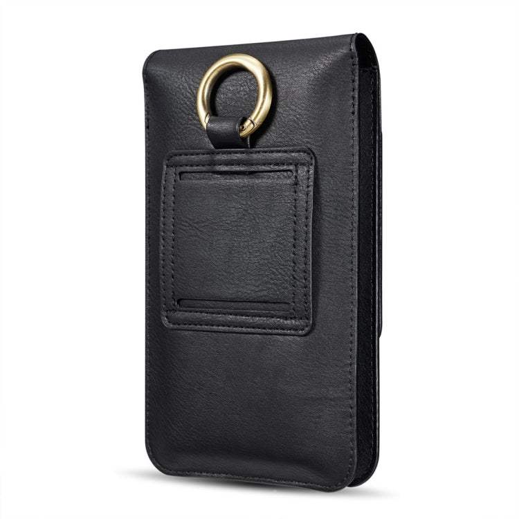 DG.MING Universal Cowskin Leather Protective Case Waist Bag with Card Slots & Hook, For iPhone, Samsung, Sony, Huawei, Meizu, Lenovo, ASUS, Oneplus, Xiaomi, Cubot, Ulefone, Letv, DOOGEE, Vkworld, and other Smartphones Below 5.2 inch(Black)