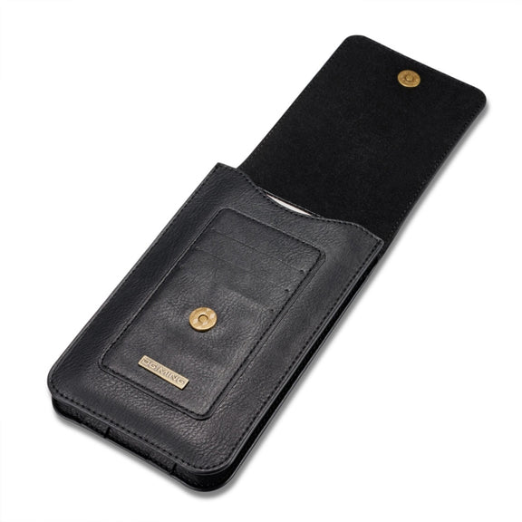 DG.MING Universal Cowskin Leather Protective Case Waist Bag with Card Slots & Hook, For iPhone, Samsung, Sony, Huawei, Meizu, Lenovo, ASUS, Oneplus, Xiaomi, Cubot, Ulefone, Letv, DOOGEE, Vkworld, and other Smartphones Below 5.2 inch(Black)