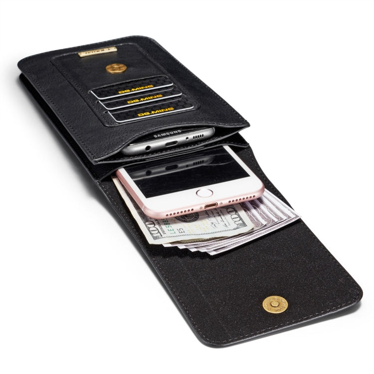 DG.MING Universal Cowskin Leather Protective Case Waist Bag with Card Slots & Hook, For iPhone, Samsung, Sony, Huawei, Meizu, Lenovo, ASUS, Oneplus, Xiaomi, Cubot, Ulefone, Letv, DOOGEE, Vkworld, and other Smartphones Below 5.2 inch(Black)