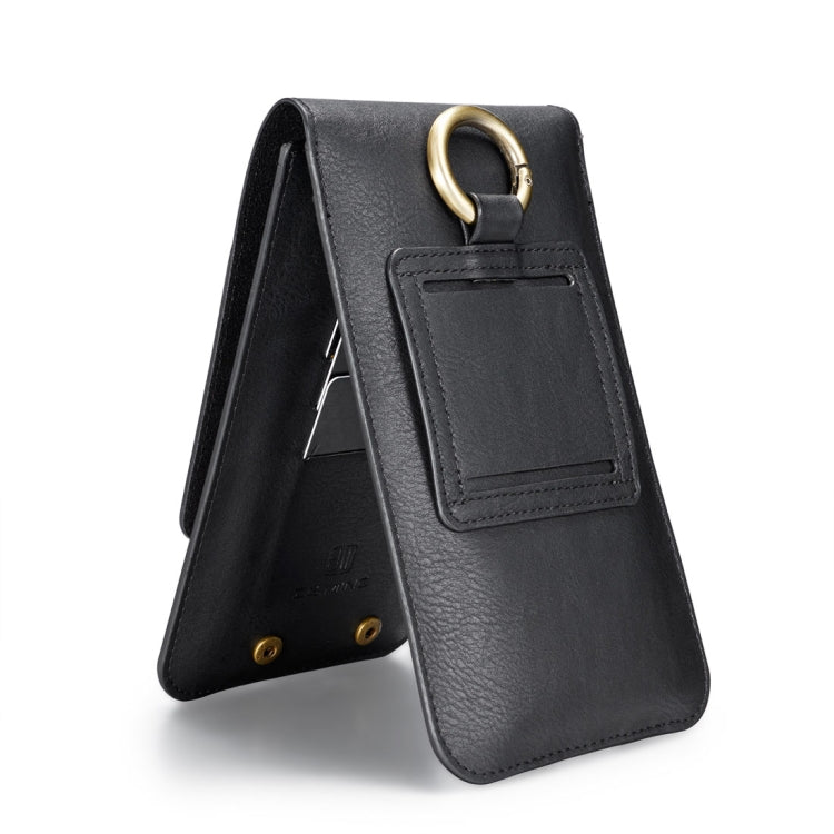 DG.MING Universal Cowskin Leather Protective Case Waist Bag with Card Slots & Hook, For iPhone, Samsung, Sony, Huawei, Meizu, Lenovo, ASUS, Oneplus, Xiaomi, Cubot, Ulefone, Letv, DOOGEE, Vkworld, and other Smartphones Below 5.2 inch(Black)