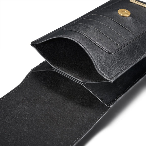 DG.MING Universal Cowskin Leather Protective Case Waist Bag with Card Slots & Hook, For iPhone, Samsung, Sony, Huawei, Meizu, Lenovo, ASUS, Oneplus, Xiaomi, Cubot, Ulefone, Letv, DOOGEE, Vkworld, and other Smartphones Below 5.2 inch(Black)