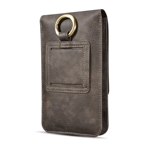 DG.MING Universal Cowskin Leather Protective Case Waist Bag with Card Slots & Hook, For iPhone, Samsung, Sony, Huawei, Meizu, Lenovo, ASUS, Oneplus, Xiaomi, Cubot, Ulefone, Letv, DOOGEE, Vkworld, and other Smartphones Below 5.2 inch(Grey)