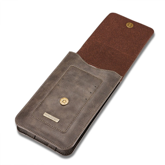 DG.MING Universal Cowskin Leather Protective Case Waist Bag with Card Slots & Hook, For iPhone, Samsung, Sony, Huawei, Meizu, Lenovo, ASUS, Oneplus, Xiaomi, Cubot, Ulefone, Letv, DOOGEE, Vkworld, and other Smartphones Below 5.2 inch(Grey)