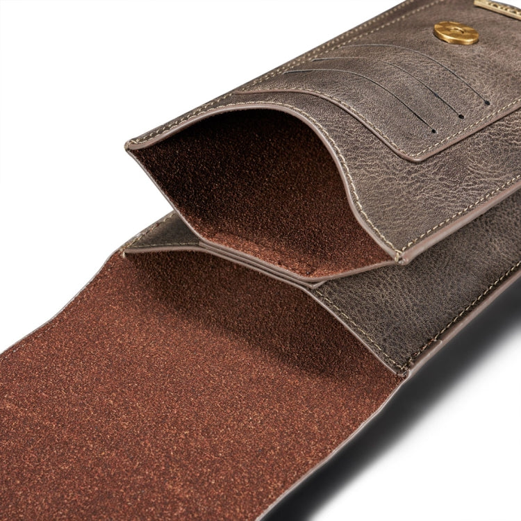 DG.MING Universal Cowskin Leather Protective Case Waist Bag with Card Slots & Hook, For iPhone, Samsung, Sony, Huawei, Meizu, Lenovo, ASUS, Oneplus, Xiaomi, Cubot, Ulefone, Letv, DOOGEE, Vkworld, and other Smartphones Below 5.2 inch(Grey)