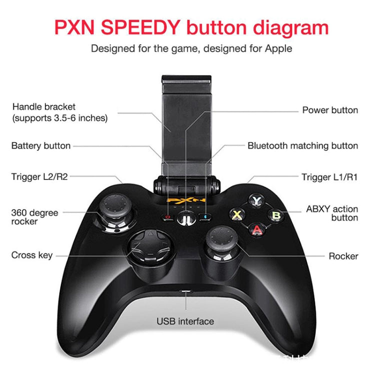 PXN PXN-6603 MFI Mobile Phone Wireless Bluetooth Game Handle Controller, Compatible with iOS System(Black) - free shipping - PMC Jewellery - Order now!