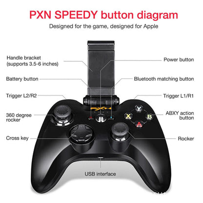 PXN PXN-6603 MFI Mobile Phone Wireless Bluetooth Game Handle Controller, Compatible with iOS System(Black) - free shipping - PMC Jewellery - Order now!