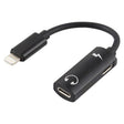 2 in 1 8 Pin Male to Dual 8 Pin Female Charging and Listening to Music Audio Earphone Adapter, Compatible with All IOS Systems(Black) - Earphone Adapter by PMC TechLife | Online Shopping South Africa | PMC TechLife