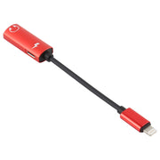 2 in 1 8 Pin Male to Dual 8 Pin Female Charging and Listening to Music Audio Earphone Adapter, Compatible with All IOS Systems(Red)