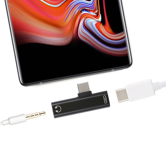 2 in 1 USB-C / Type-C Male to USB-C / Type-C Female 3.5mm Jack Charging Listening Adapter(Black) - free shipping - PMC Jewellery - Order now!
