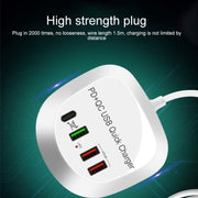 WLX-T3P 4 In 1 PD + QC Multi-function Smart Fast Charging USB Charger(UK Plug)