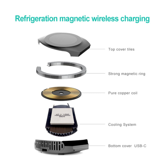 ETG755 15W Refrigeration Magnetic Wireless Charger(Black)