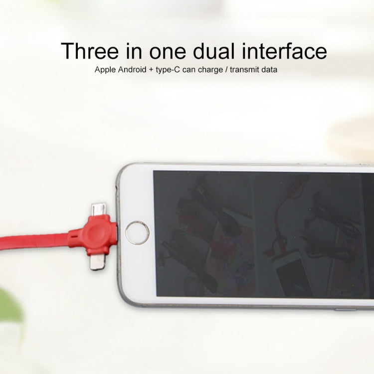 019-1 3 in 1 USB to 8 Pin + Micro USB + USB-C / Type-C Macaron Telescopic Data Cable with Storage Slot & Bracket, Cable Length: 1m (Purple) - Multifunction Cable by PMC TechLife | Online Shopping South Africa | PMC TechLife
