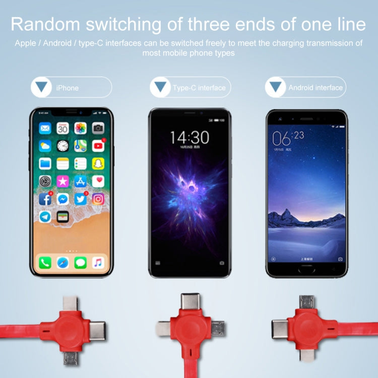 019-1 3 in 1 USB to 8 Pin + Micro USB + USB-C / Type-C Macaron Telescopic Data Cable with Storage Slot & Bracket, Cable Length: 1m (Green) - Multifunction Cable by PMC TechLife | Online Shopping South Africa | PMC TechLife