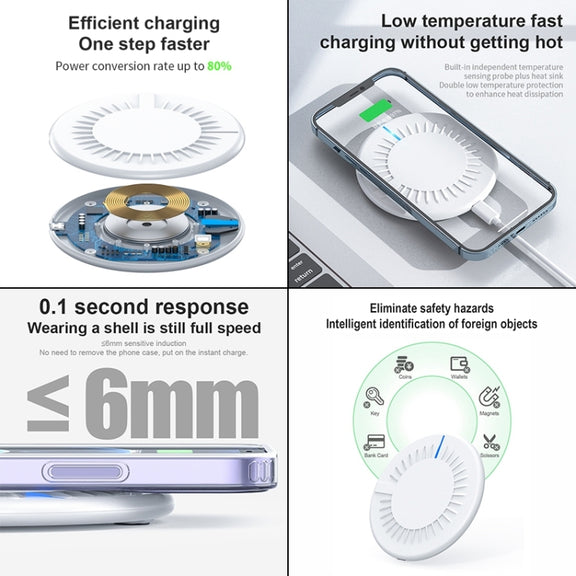 964 15W Round Shape Wireless Fast Charging(Black)