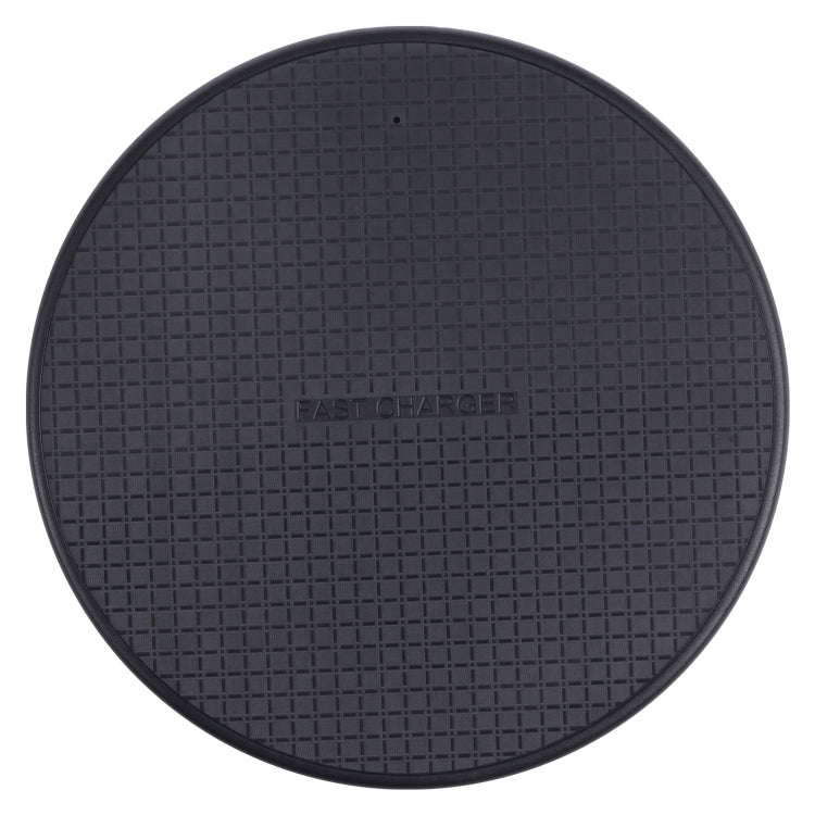 10W QI Plaid Pattern Round Plastic Wireless Charger (Black)