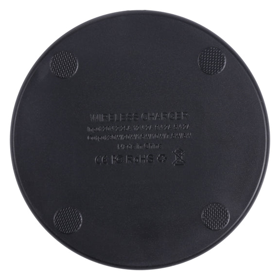 10W QI Plaid Pattern Round Plastic Wireless Charger (Black)