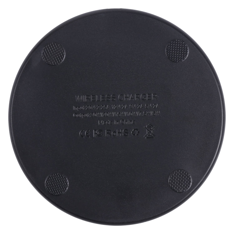 10W QI Plaid Pattern Round Plastic Wireless Charger (Black)